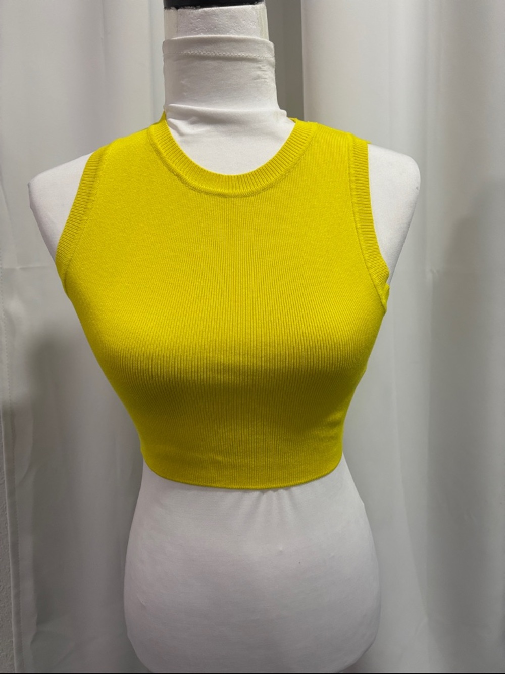 ZARA Yellow Ribbed Crewneck Sweater
